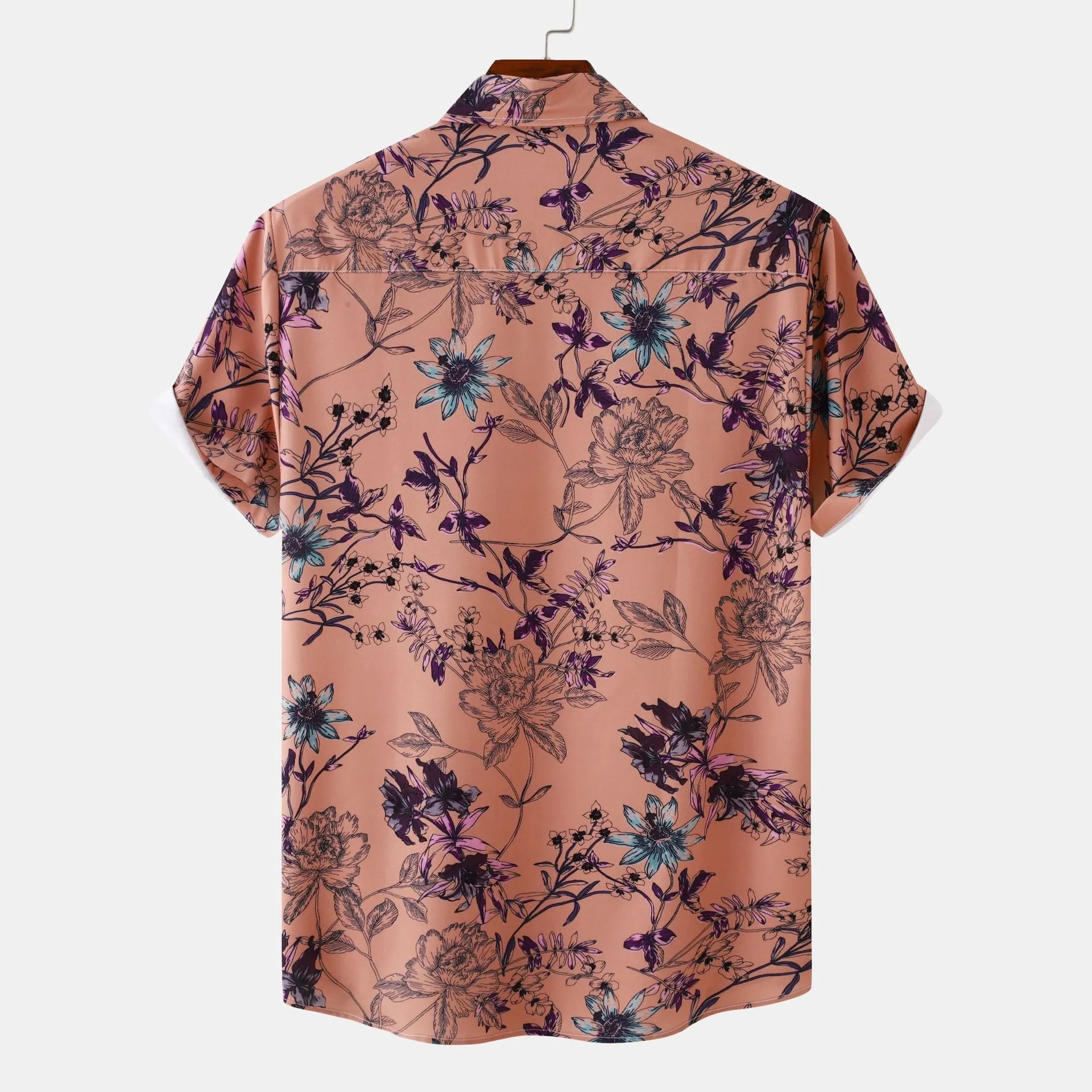 Men's Plus Size Floral Print Short Sleeve Button Down Casual Shirt | Tampa Bay Discounts