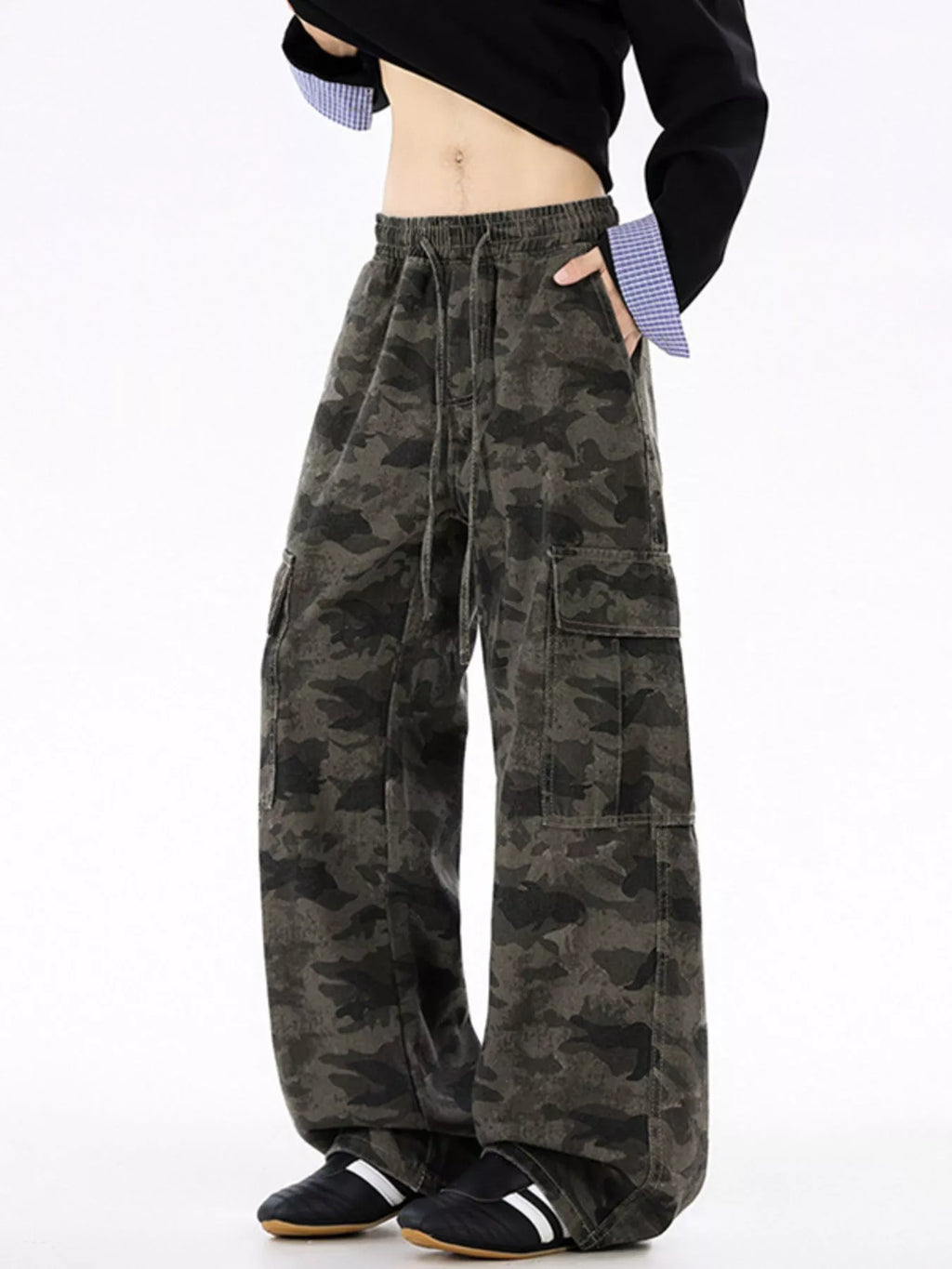 Men's Plus Size Drawstring Camouflage Wide Leg Pants | Tampa Bay Discounts