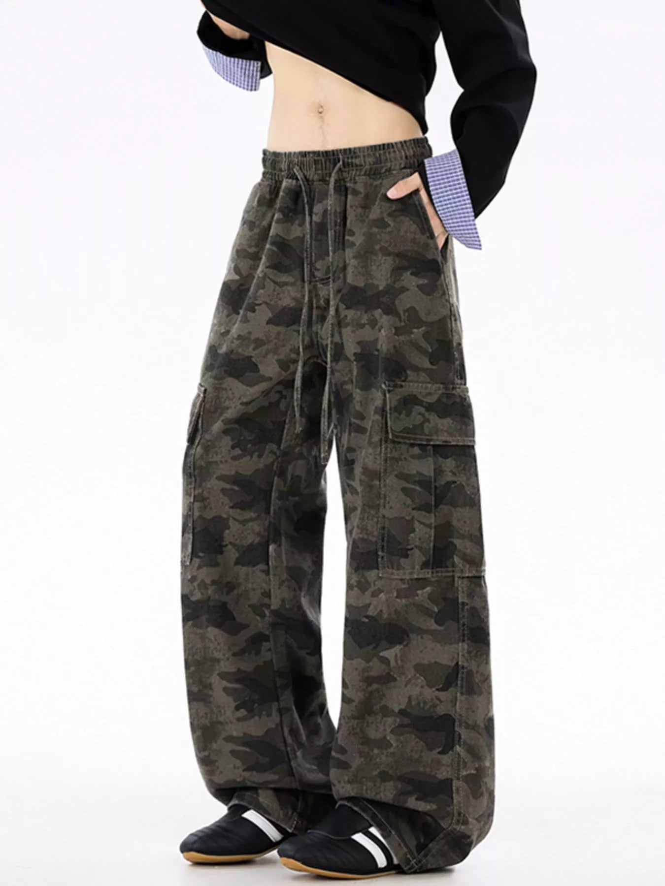 Men's Plus Size Drawstring Camouflage Wide Leg Pants | Tampa Bay Discounts