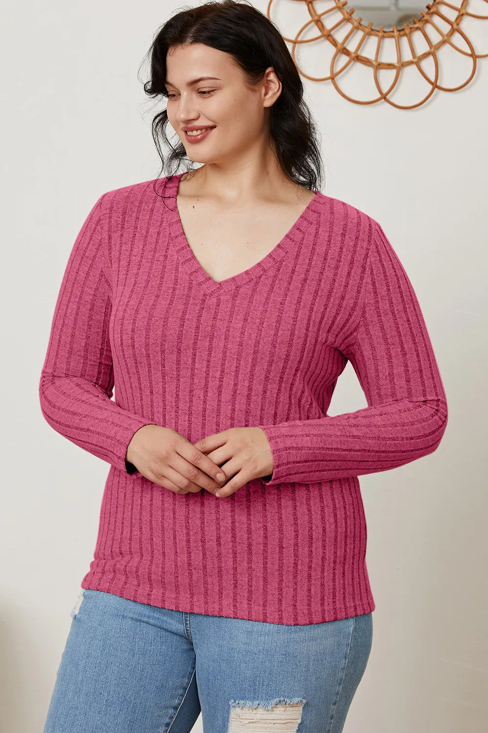 basic-bae-full-size-ribbed-v-neck-long-sleeve-t-shirt image 33