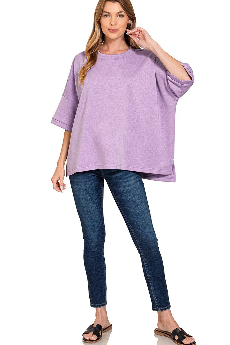 zenana-scuba-round-neck-top-with-side-slits-1 image 4