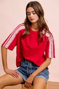 bibi-french-terry-side-lace-detail-short-sleeves-top image 1