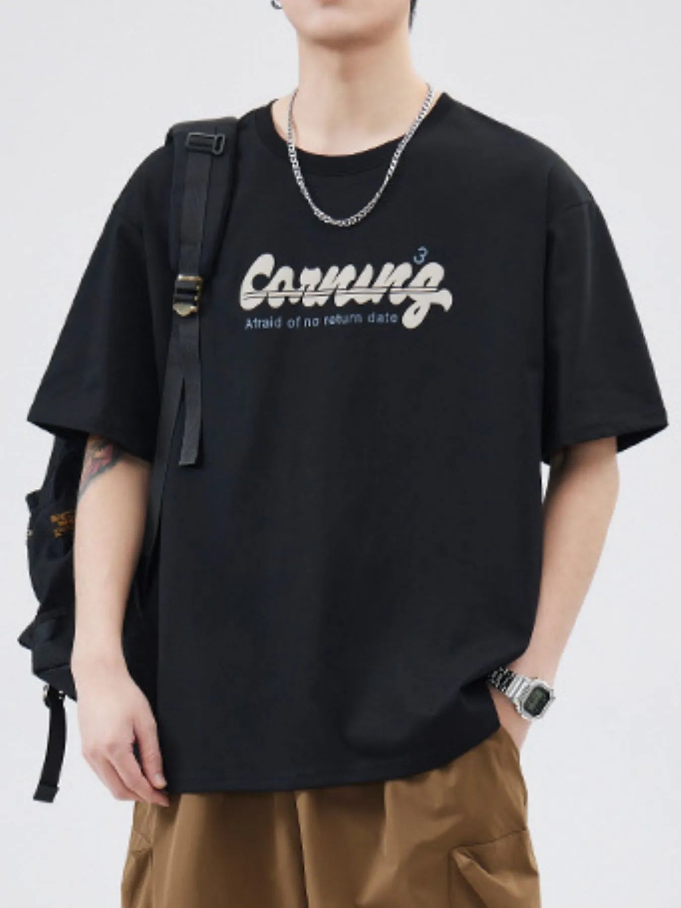 Men's Plus Size Letter Round Neck Half Sleeve T-Shirt | Tampa Bay Discounts