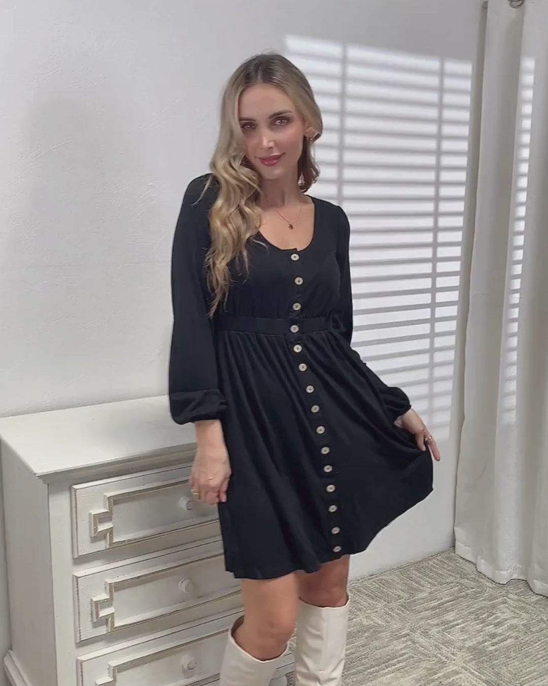 Scoop Neck Empire Waist Long Sleeve Magic Dress